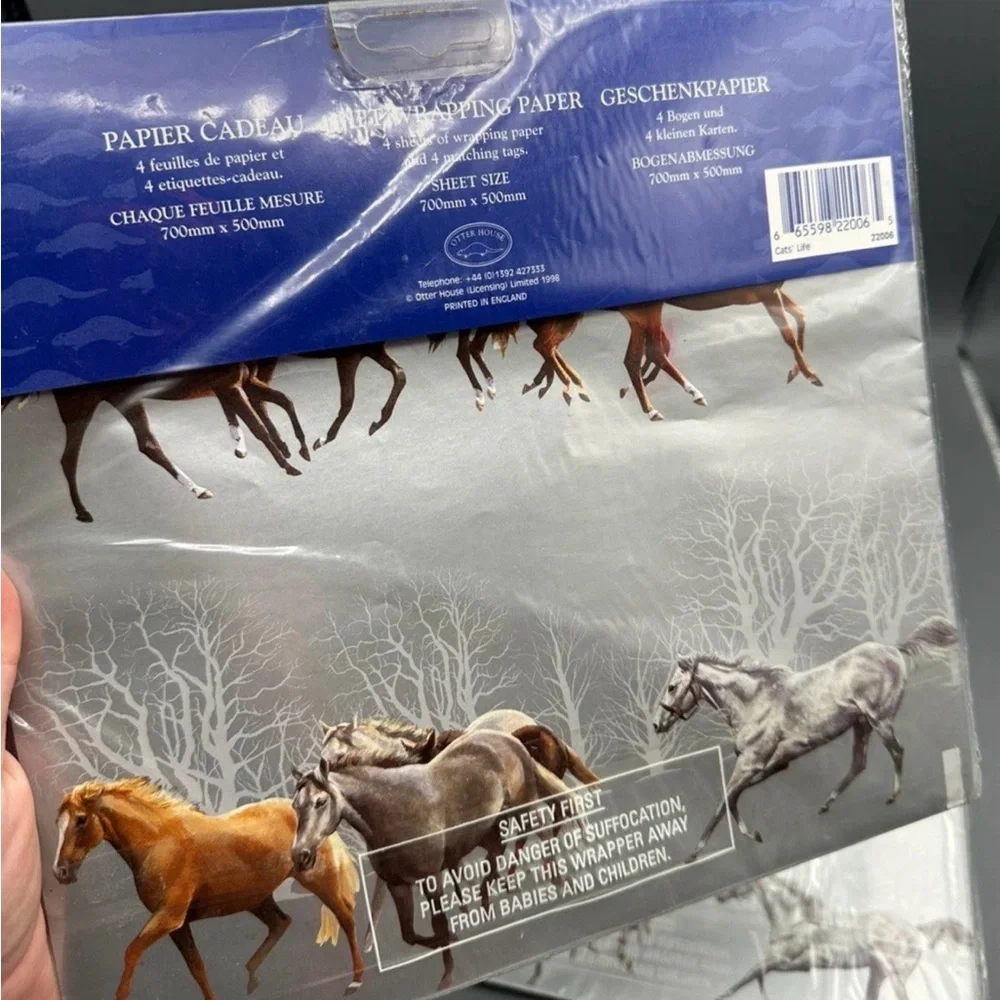 2 Packs Otter House Christmas Wrapping Paper Gift Winter Horse Metallic NOS 1998